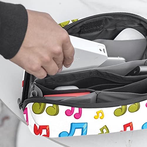 Bolsa de maquiagem de tema notas de música colorida para bolsa de viagens portátil de viagem para artigos para o produto de higiene pessoal para mulheres