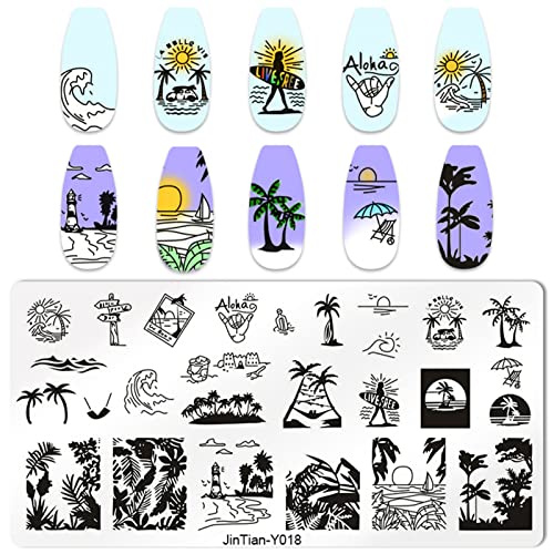 Conjunto de pratos de estampagem de arte de unhas de Ocean Niceneeded, modelos de carimbos de unhas de 6pcs com estampa de unhas e