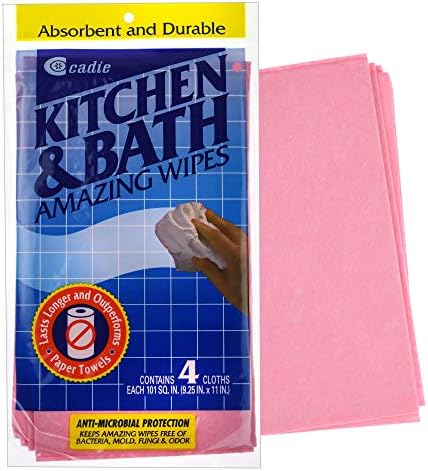 Cadie Kitchen and Bath Amazing Wipes - pano absorvente e reutilizável para lavar, secagem, limpar no banheiro ou nas superfícies da culinária | Pia de limpeza, telhas, banheira, paredes, espelho ou piso | 2 pacotes