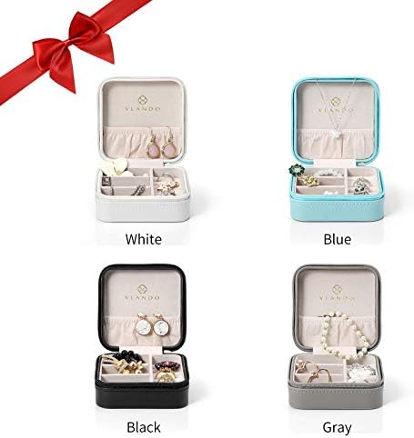 Caixa de jóias pequenas vlando, caixa de armazenamento de jóias de viagem de couro PU, colares de breos anéis -Gestes