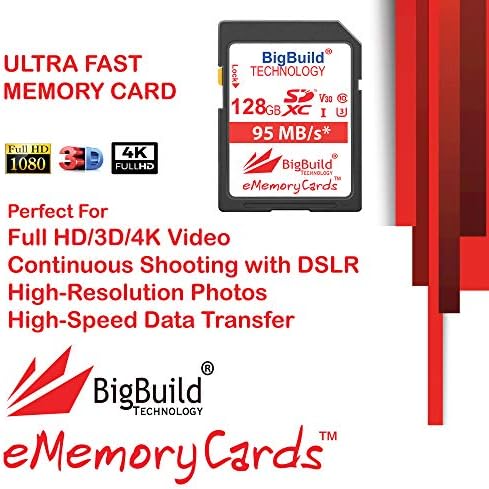 BigBuild Technology 128 GB UHS-I U3 95MB/S CARTÃO DE MEMÓRIA PARA CANON PowerShot G1 x Mark III, G5 X, G7 X Mark II, G9 X, G9 X