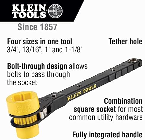Ferramentas Klein KT151T Clear de catraca do atacante com design de parafuso, 3/4 de polegada, 13/16 polegadas, 1 polegada