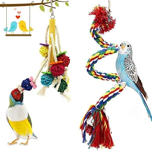 Jydqm 6pcs Parrot Pessoa dos brinquedos de pássaro de pássaro Acessórios para animais pendurados escaladas escalando balanço