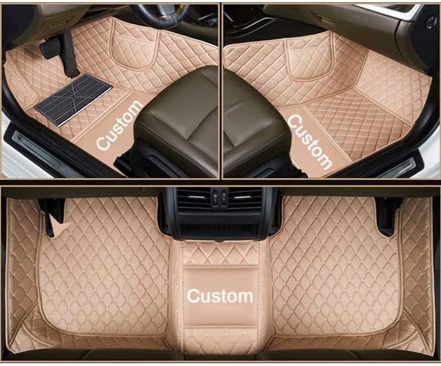 Tapetes de piso de carro personalizado sucroddy compatíveis com Q50, couro All Weather Protection Front & Trow Row Floor Liners bege