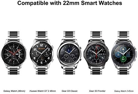 Iiteeology Compatível para Samsung Galaxy Watch Bands 46mm, Galaxy Watch 3 Bands 45mm, banda de aço inoxidável para Samsung Galaxy Watch SM -800 Smart Watch - Silver/Black