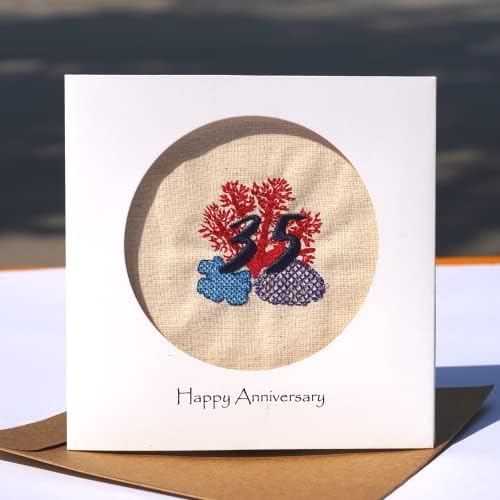 Camellia Bees 35º cartão de aniversário de casamento para ela, cartão de aniversário artesanal para esposa, marido, casal
