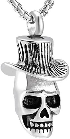 AE312 Aço inoxidável com chapéu de cowboy Cabeças de cremação pingentes de cremação para cinzas para homens Memorial de colar de
