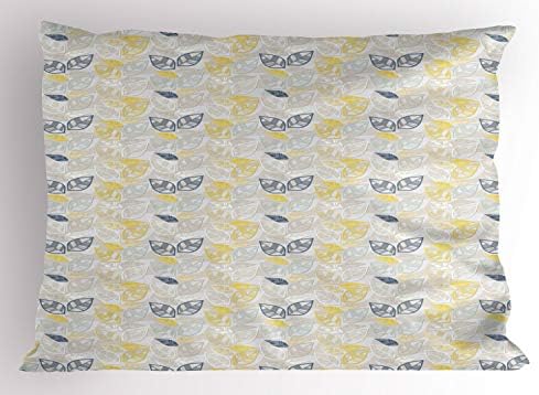 Ambesonne Abstract Pillow Sham, várias folhas listradas tons pastel de estilo retrô ilustração natural, travesseiro impresso de tamanho padrão decorativo, 26 x 20, multicolor