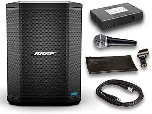 Bose S1 Pro Bluetooth Sistema de alto -falante com bateria, microfone Shure PGA48, cabo de áudio XLR de 15 pés XLR