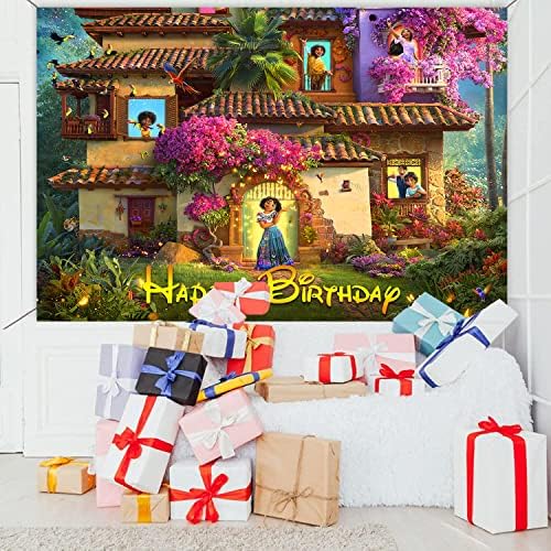 Feliz aniversário cenário mágico Floral House Bordal para crianças Decorações de festa Vinil Poster para berçário
