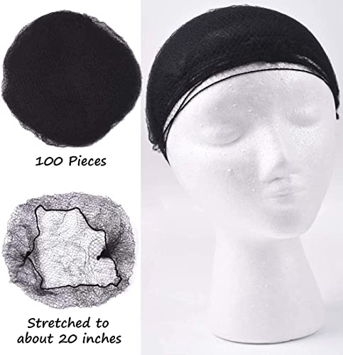 Smilco Hair Net 100 PCs, Redes de cabelo de 20 polegadas de elasticidade