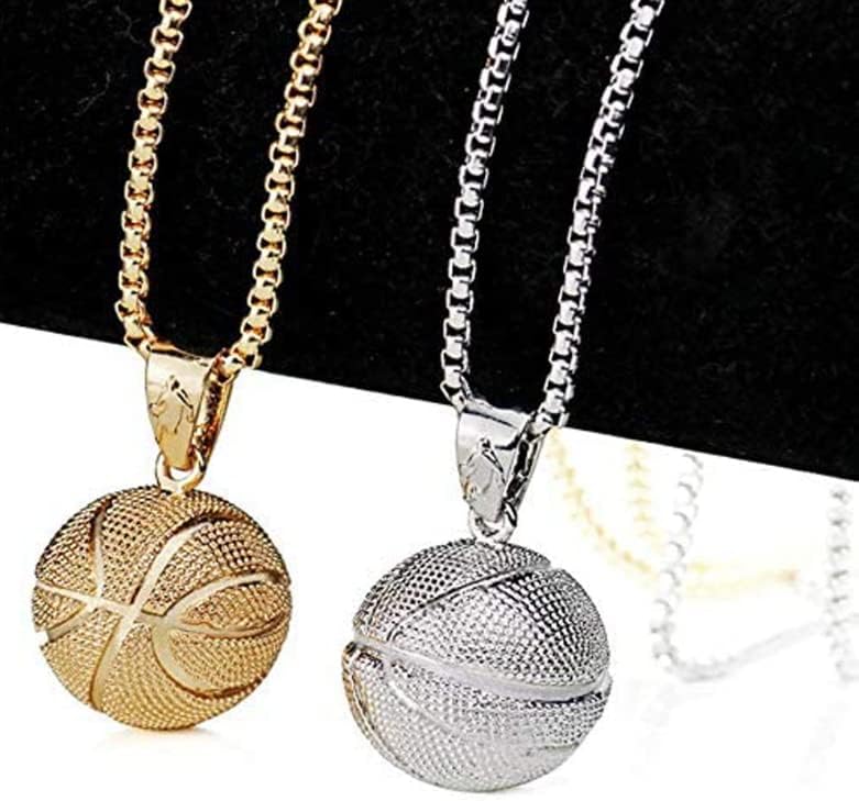 Tenghong2021 colar de basquete de basquete Colar de basquete, colar de pingente de basquete dourado de 14k