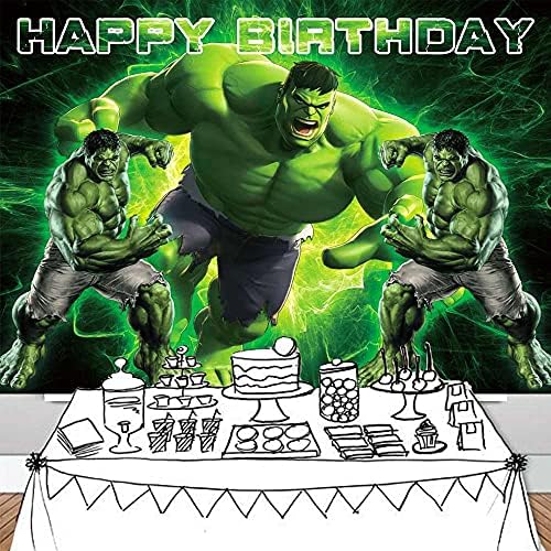 Queenmo Hulk Birthday Party Beddrop Green Superhero Photo Backgrody Photography Studio Props Banner para bolo Tabela 7x5ft