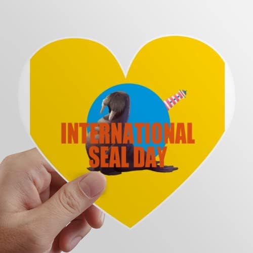 International Seal Day Art Deco Fashion Heart Vinyl Sticker Bicycle Bottle Decal