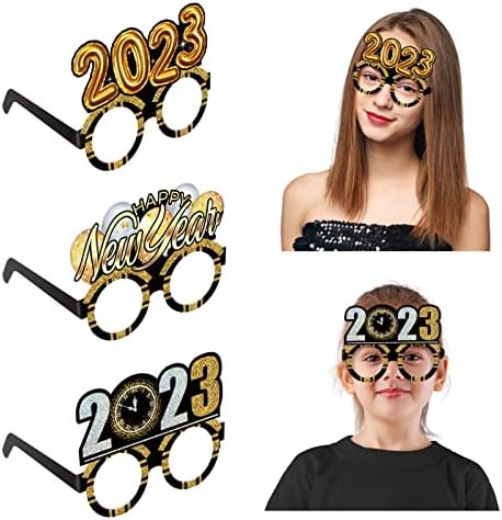 2023 Óculos de Ano Novo 9 PCs 2023 Véspera de Ano Novo Parte de Abastecimento Frames 2023 Óculos Photo Booth adereços
