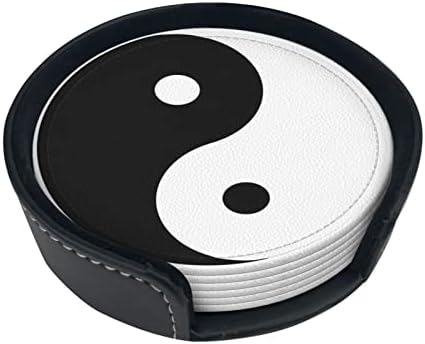 Tai Chi Yin Yang Coasters Proteção à mesa Mataca -russa de couro para barra de cozinha de cozinha Proteção de mobiliário