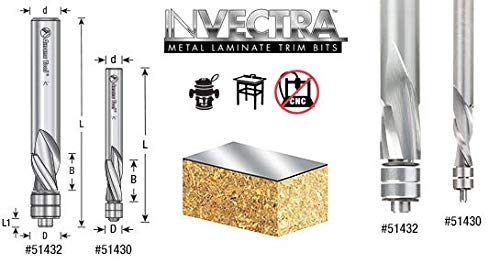 Ferramenta AMANA - 51430 Solid Carboide Invectra Aluminium Laminate Trim 1/4 dia x 5/8 x 1/4