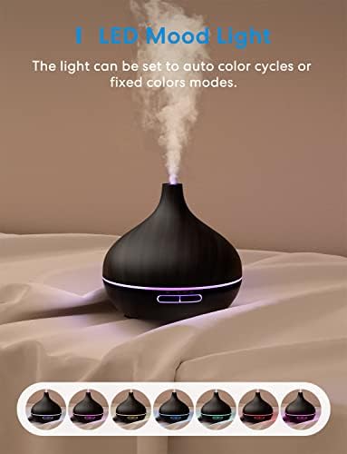difusor de óleo essencial de meross, difusor de aromaterapia de 400 ml com 4 timer e 7 cores de luzes LED, sem água