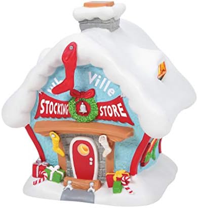 Departamento 56 Porcelana Dr. Seuss, o Grinch Village Who-Ville Stocking Store Lit Building, 7,17 polegadas, multicolor