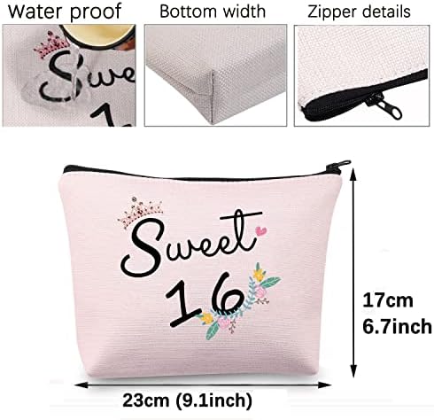 CMNIM Sweet 16 Makeup Bag 16th Birthday Gifts For Girls Sweet 16 Presentes de 16 anos Girl Birthday Gifts Sweet