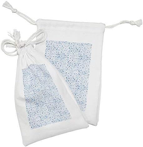 Conjunto de bolsas de tecido geométrico de Ambesonne de 2, círculos sobrepostos cruzando -se com pequenos pontos de elipses, pequenos saco de cordão para máscaras e favores de produtos de higiene pessoal, 9 x 6, azul -céu e azul noturno