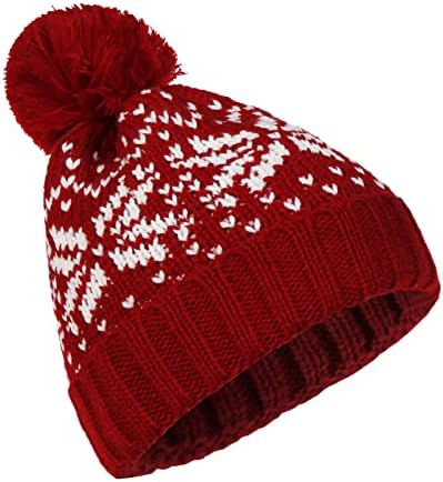 Chapéu falso natal chapéu difuso de lã de floco de neve malha pom chapéu de beisebol quente chapéu ávido chapéu