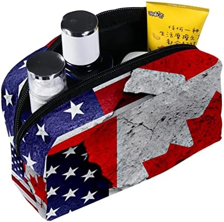 Tbouobt Cosmetic Bag for Women, Bolsas de maquiagem Bolsa de higieness Bolsa de viagem Gream, bandeira dos EUA no Canadá