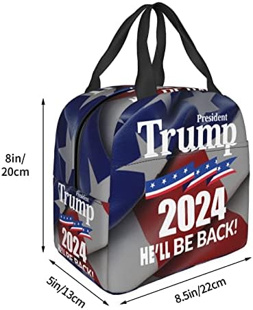 SWPWAB Ele estará de volta Trump 2024 Reutilizável Folha portátil Saco de Bento Isolados para homens e mulheres