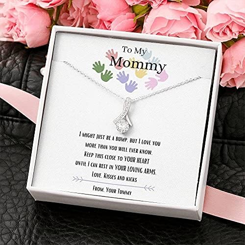 Jóias de cartão de mensagem, colar artesanal- Presente personalizado Petit Ribbon Pingente Colar, para minha mamãe, eu te amo,