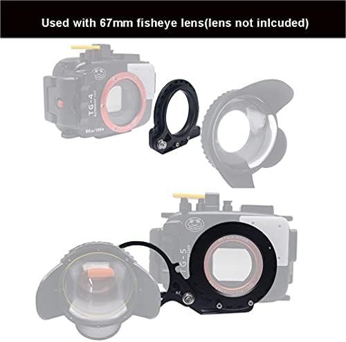 Adaptador de montagem em lentes de 67 mm de 67 mm, Adaptador de alojamento subaquático à prova d'água de 67 mm de filtro da dioptria para filtro de 67 mm ou lente Fisheye, compatível com Sony, Canon, Olympus, Nikon, Fujifilm