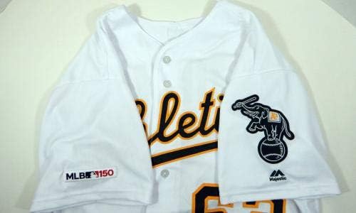 2019 Oakland A's Athletics Lou Trivino #62 Jogo emitiu White Jersey 150 p 1453 - Jogo usou camisas MLB