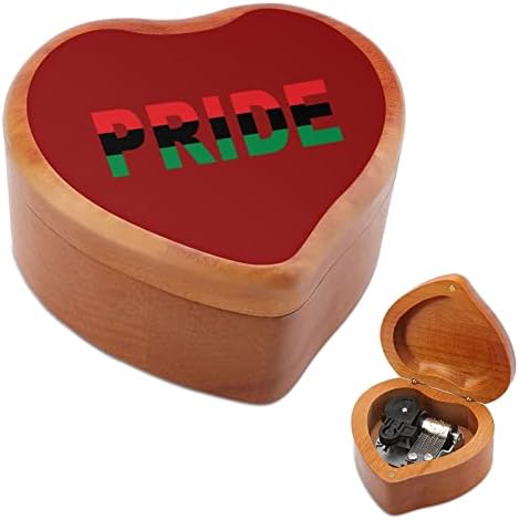 NUDQUIO PAN AFRICANO UNIA Bandeira Pride Wood Box Caixa Musical Vintage em forma de coração