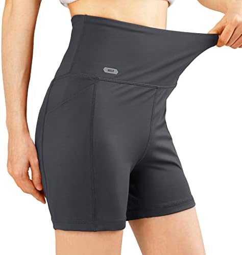 Mier Women's High Caist Yoga Pants de compressão Controle de barriga de shorts de moto de moto