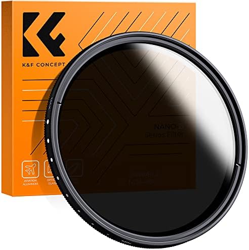 K&F Concept 72mm Variável ND2-ND400 ND Filtro de lente para lente da câmera, filtro de densidade neutra ajustável com pano de limpeza de microfibra