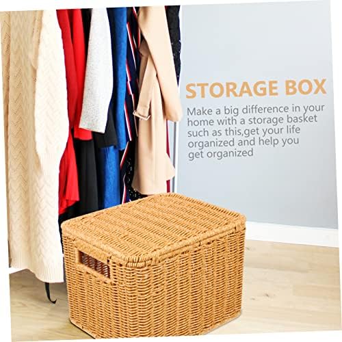 Cabilock Box prateleira cesto cesta de armazenamento cestas de armazenamento cesto de lavanderia grande com tampa de lã de cesta de