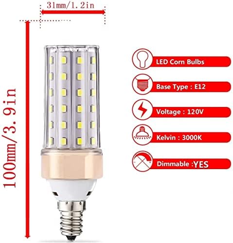 Bulbos de LED de LED de Ilamiqi E12 diminuem, lâmpadas LED de 8W, lâmpadas de lustre de 4000k de 80 watts, de 80 watts, bulbos de