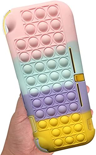Sdtek Rainbow Pop Case Compatível com Nintendo Switch Lite, Bubble Fidget multicolour Soft Silicone Tampa