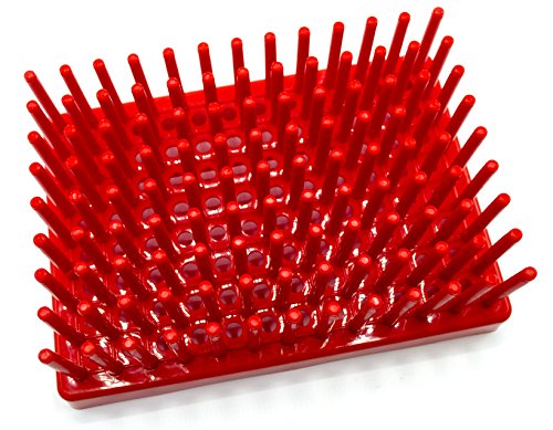 Rack de secagem de tubo de teste de plástico vermelho prende 96 tubos de teste de 13 mm - Eisco Labs