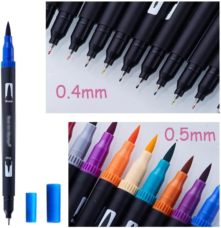 Cores Zlxdp Prave de caneta caneta caneta Dada Marcadores de arte de ponta dupla para desenho de pintura de materiais