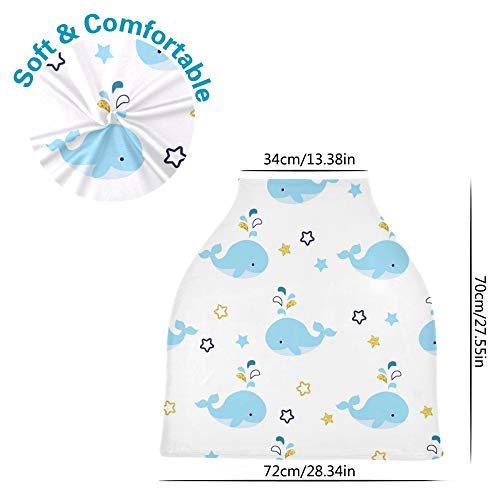 Yyzzh Baleia azul fofa chá de bebê com padrão de estrela glitter capa de assento de bebê elástico para capa infantil covers