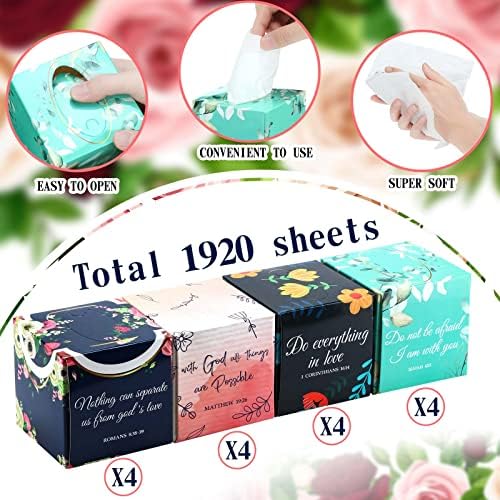 12 pacotes 960 lençóis caixas tecidos faciais cristãos de tecidos faciais cristãos citações religiosas caixa tecidos 2 dobras