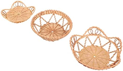 Garneck cesto de cesta de cestas de cestas de doces decoração 3pcs tigela de pão bandeja de alimentos de vime de armazenamento