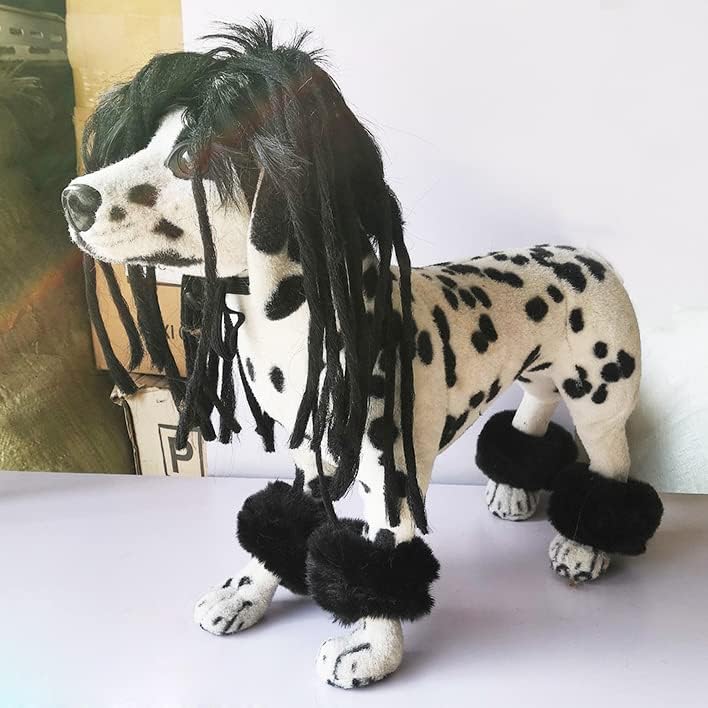 Para Ku Too Yuo Pet Dog Black Pet Pet Long peruca preto dreadlock peruais sintéticos cães gatos perucas para festas de férias figurinos de cosplay