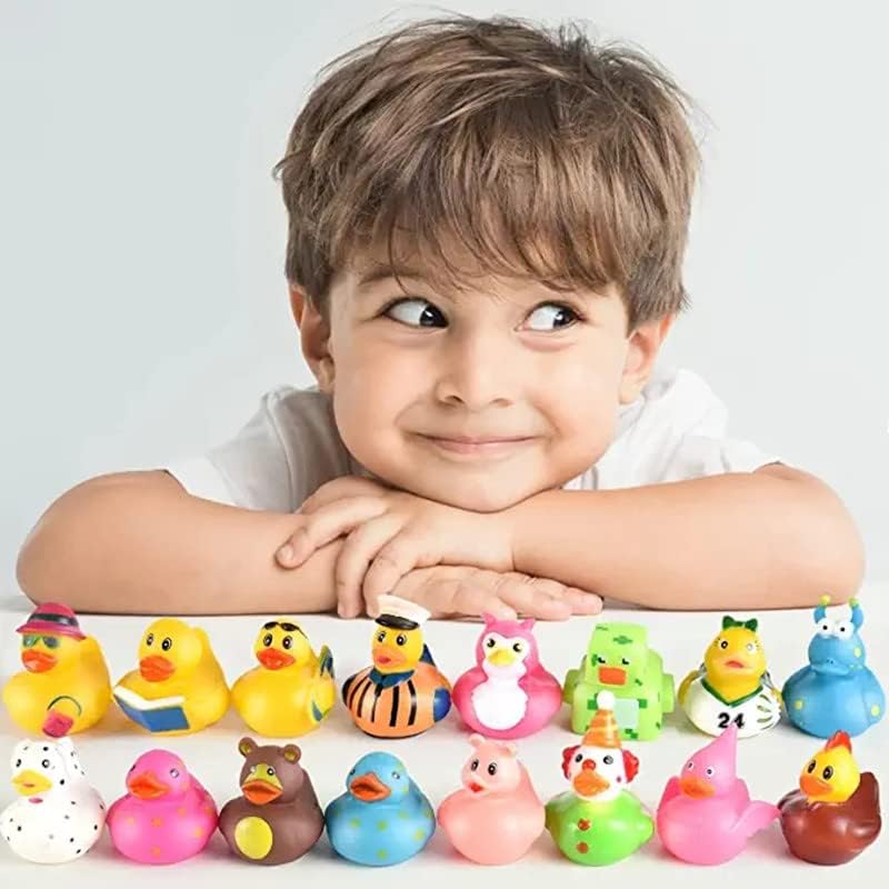 Nuwani 100 pacote de borracha de pato para jipe ​​Bath Toy Sorteamento - Pato a granel Floater para crianças piscina de brinquedos - chuveiros de bebê acessórios - favores de festa, aniversários, tempo de banho 2.3