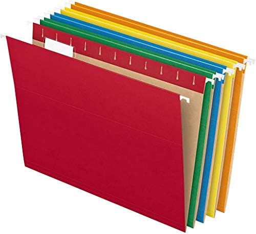 Caixa de arquivo portátil pendaflex, branca fosca, tampa articulada e pastas de arquivo penduradas, tamanho da letra, cores