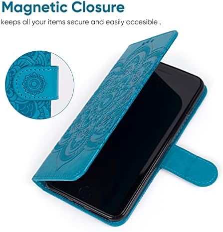 Caso Bohefo para Galaxy S21 Ultra/Samsung S21 Ultra SM-G998U Caixa de carteira com protetor de tela de vidro temperado, capa de telefone de cartão de crédito de couro para Samsung Galaxy S21 Ultra 5g Blue