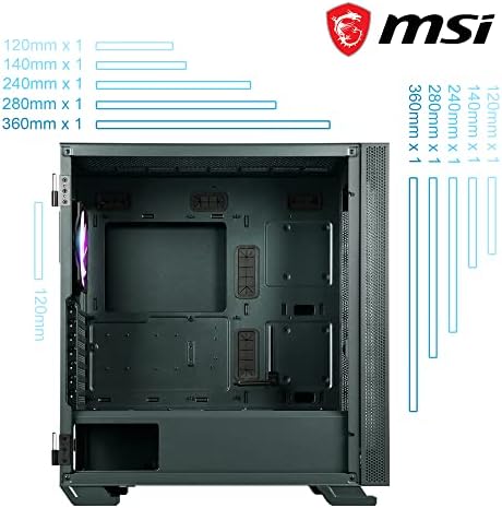 MSI MAG VAMPIRIC 300R Midnight Green Mid -Tower PC Caixa - Vidro temperado, E -ATX Motherboard & Dual 360mm Capacidade do radiador, suporte de suporte da GPU, E/S inteligente, painel LED argb e ventilador de 120mm - Mystic Light