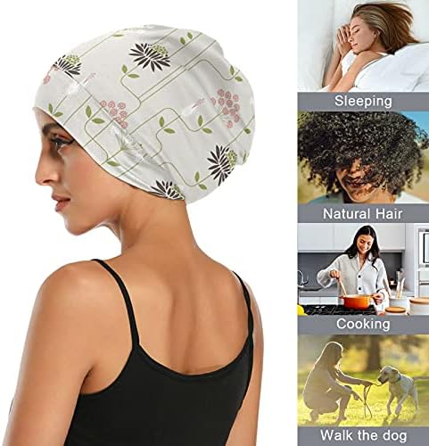 Skull Cap boné de tampa de trabalho de trabalho chapéu de capô para mulheres Flores florais simples Cinzento Capéu de cabeceira de trabalho Hair Headwear