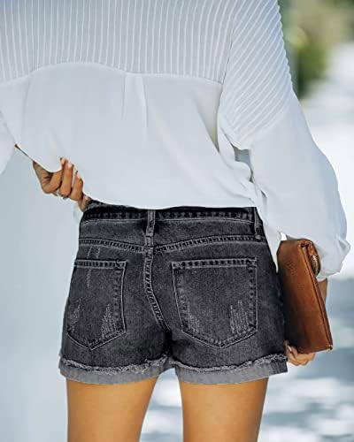 Fekoafe feminino casual rasgado shorts jeans de cintura MID SCORTS JEAN SCORTS PARA MULHERES