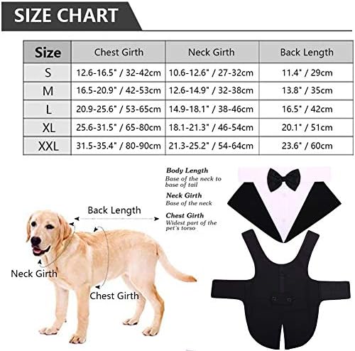 Tuxedo de smoking de cão idomik para cães pequenos médios grandes, traje de colete formal de cães com colarinho de arco de arco